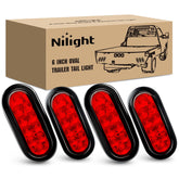 Nilight 6-inch oval red LED trailer tail light with IP67 rating for trucks and trailers.