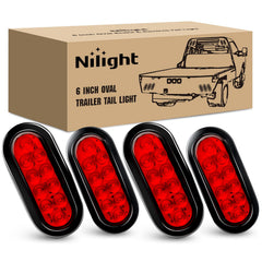 Nilight 6-inch oval red LED trailer tail light with IP67 rating for trucks and trailers.