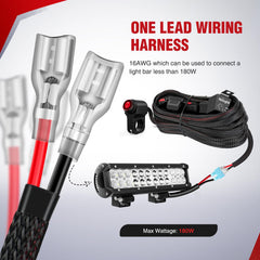 Nilight kit includes inline fuse and spade connectors for secure wiring.