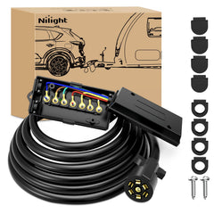 Nilight 7-way trailer plug with junction box for quick, secure trailer wiring.