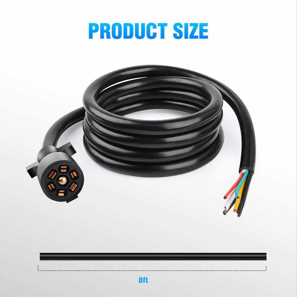 Nilight 8ft trailer wire with corrosion-resistant connector for reliable power.