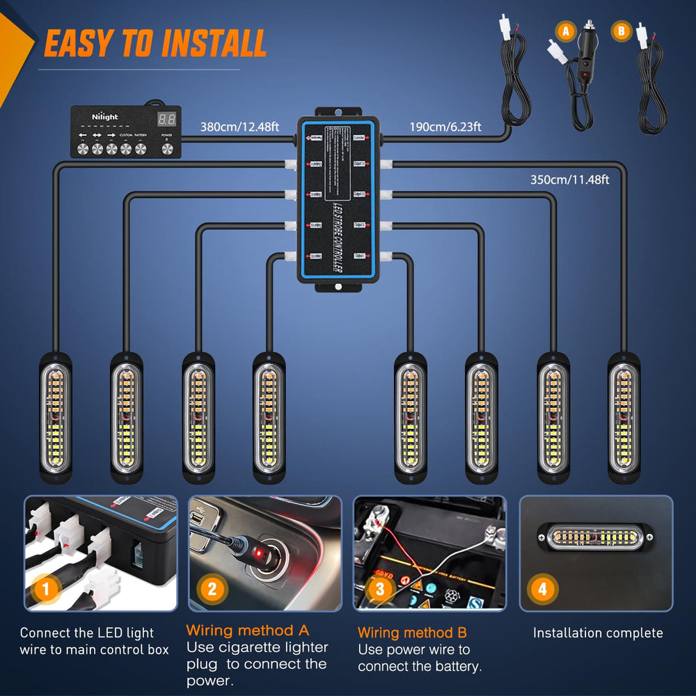 Nilight amber and white lights provide versatile warning signals for roads