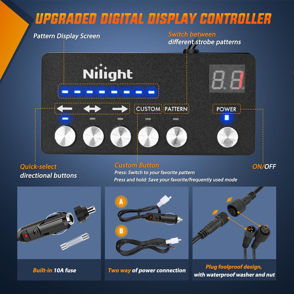 Nilight control panel display showing active strobe pattern in real time
