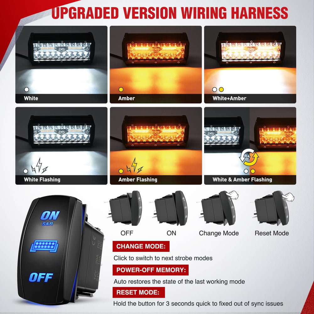 Nilight 8-pin rocker switch enables easy mode switching and memory.