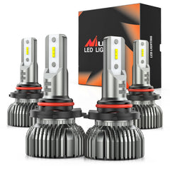 Nilight 9005 9006 LED bulbs kit front view, compact 1:1 mini size for easy install.