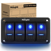 Nilight 90109D four-gang panel front view shows compact dashboard fit