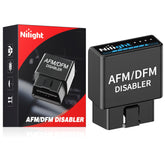 Nilight AFM Disabler connected to the OBD-II port showing full-cylinder operation potential.