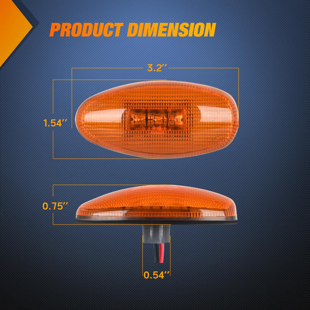 Nilight amber front marker light pair enhances side illumination