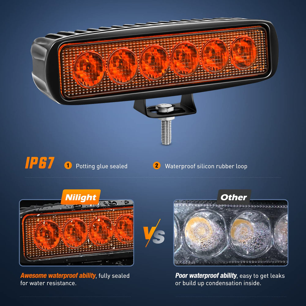 Nilight amber LED light bar used in foggy weather to cut through haze.