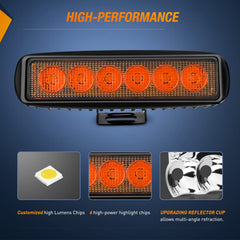 Nilight amber LED light bar during off-road test in rocky terrain.