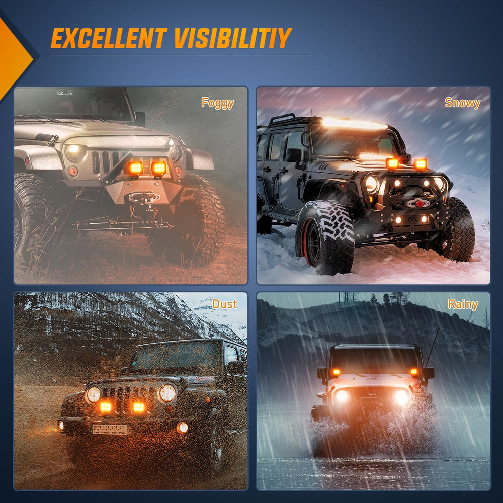 Nilight amber LED pod universal fit for trucks, SUVs, ATVs, boats.