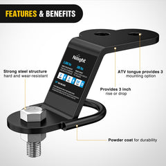 Nilight hitch with 3-inch rise for improved clearance under load.