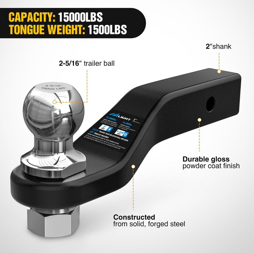 Nilight chrome-plated hitch ball resists corrosion.