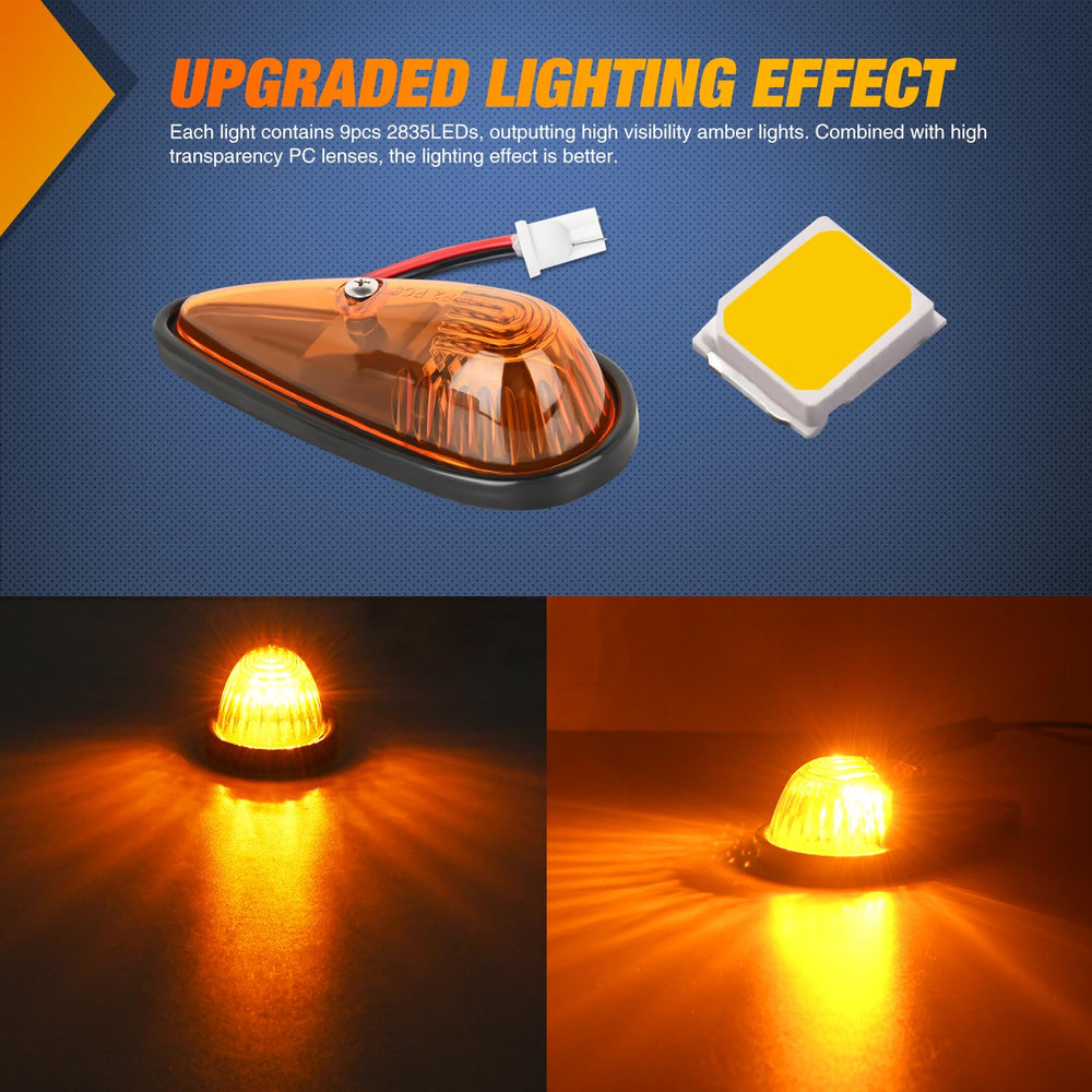 Nilight amber teardrop marker light at the front of a cab highlighting top clearance signaling