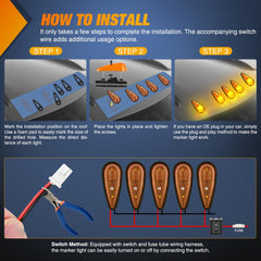 Nilight cab roof marker light wiring and seal area demonstrating waterproof design