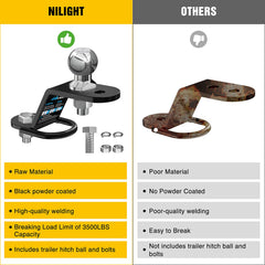 Nilight chrome ball 2-inch offers durable towing connection and smoother hitching.