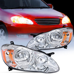 Nilight Corolla headlight, driver side chrome housing with amber reflector for clearer nighttime visibility.