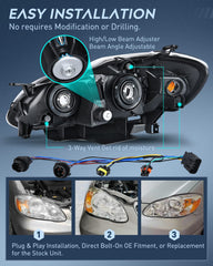 Nilight Corolla headlight pack includes both sides for easy replacement.