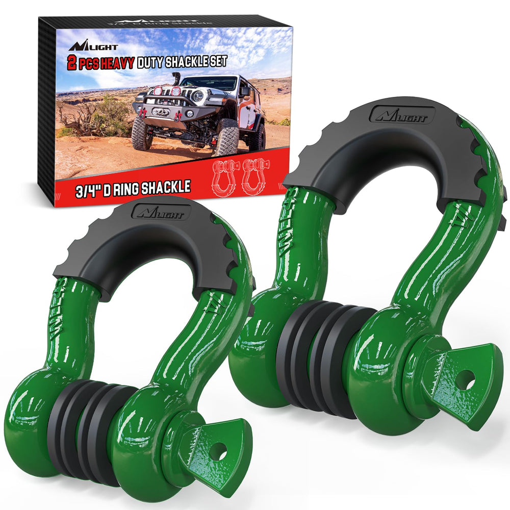 Nilight 3/4-inch D-ring shackle with pin for heavy towing readiness.
