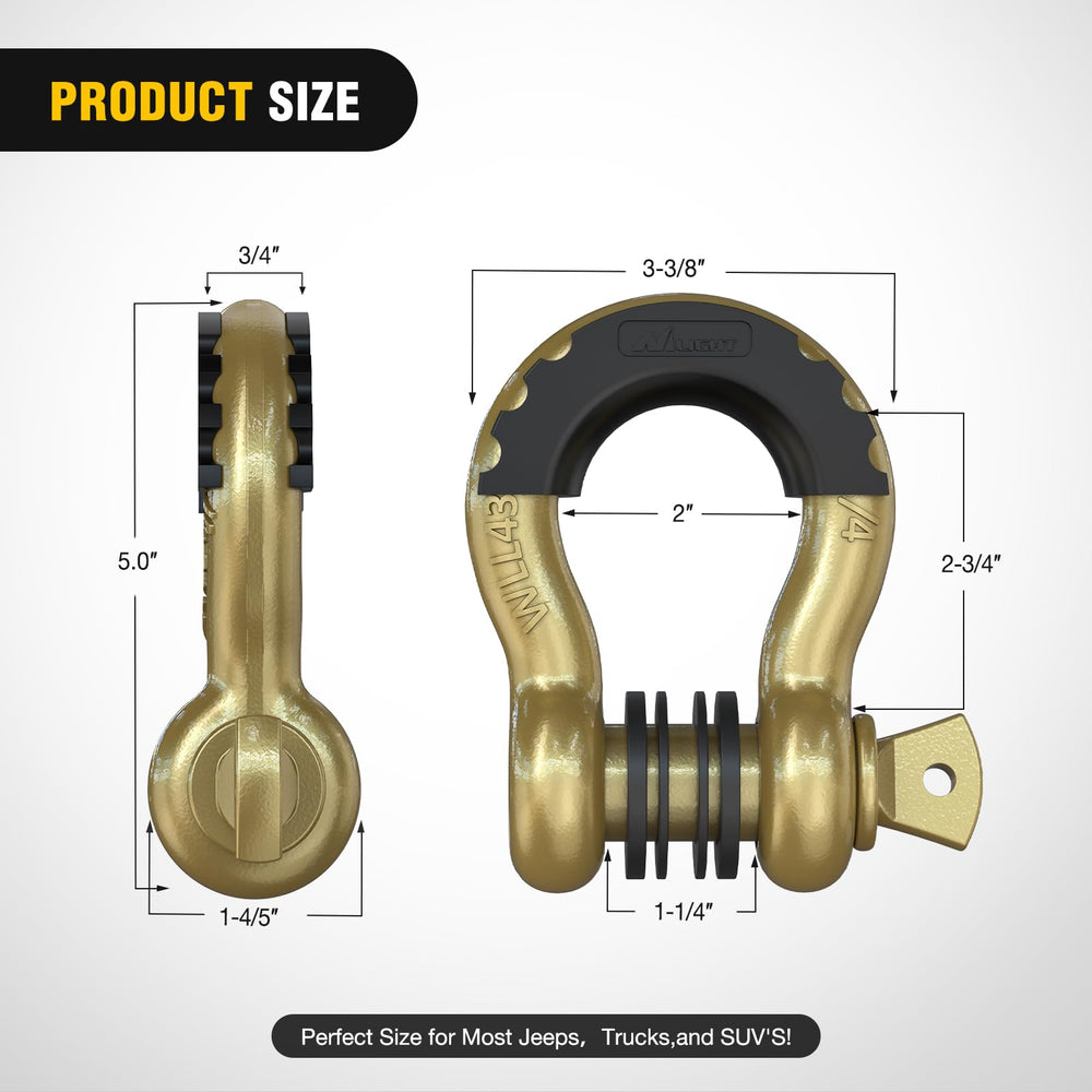 Nilight galvanized and powder-coated D-ring shackle finish resists rust
