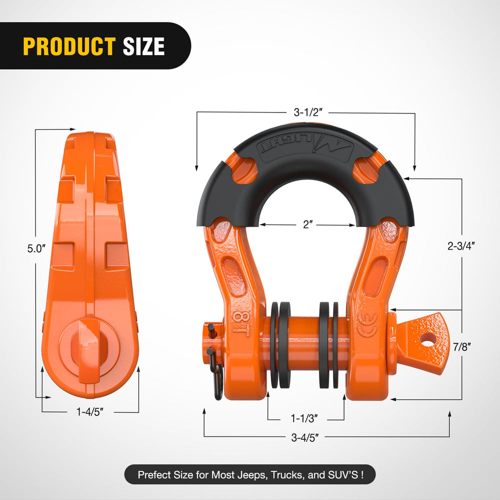 Nilight D-ring shackle installation on recovery point using a 7/8 pin.