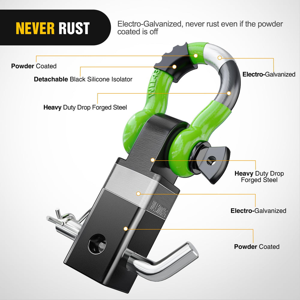 Nilight D-ring shackle with isolator reduces rattling and bumper wear