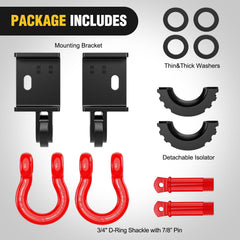 Nilight Demon bracket featuring 3/4-inch D-ring shackle for towing and recovery.