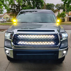 Nilight brackets shown on nighttime exterior of a Tundra with rugged lighting setup.