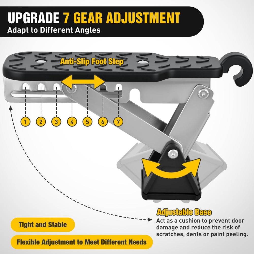 Nilight car door step 7-position-angle-adjustment for comfortable roof access.