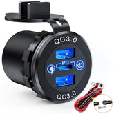 Nilight dual USB socket front view with three ports for on-the-go power