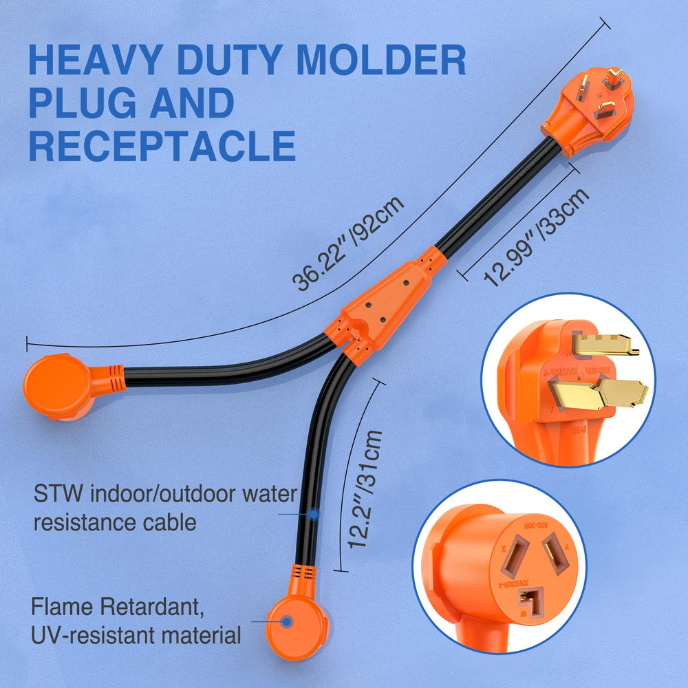 Nilight EV Dryer Y Splitter reveals 10-gauge copper conductors for high conductivity
