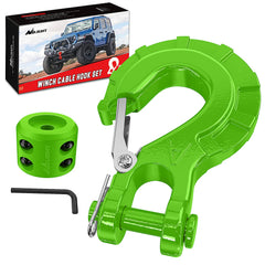 Nilight forged steel winch hook with safety latch in green for rugged recovery
