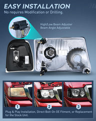 Nilight headlight close-up illustrates precise OE-fit bolt-on installation.