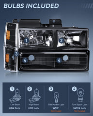 Nilight headlight assembly side profile with durable black housing for easy OE fit