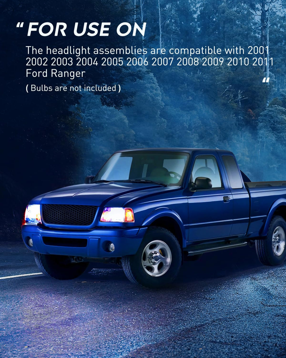 Nilight headlight packaging highlights plug-and-play setup with bulbs not included.