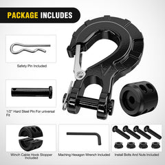 Nilight heavy-duty clevis hook with spring-loaded latch ready for mounting.