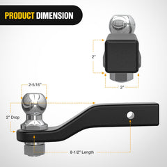Nilight hitch ball with 2-5/16in diameter for stable towing.