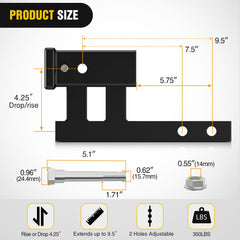 Nilight adjustable length 7.5 and 9.5 inches for bumper clearance.