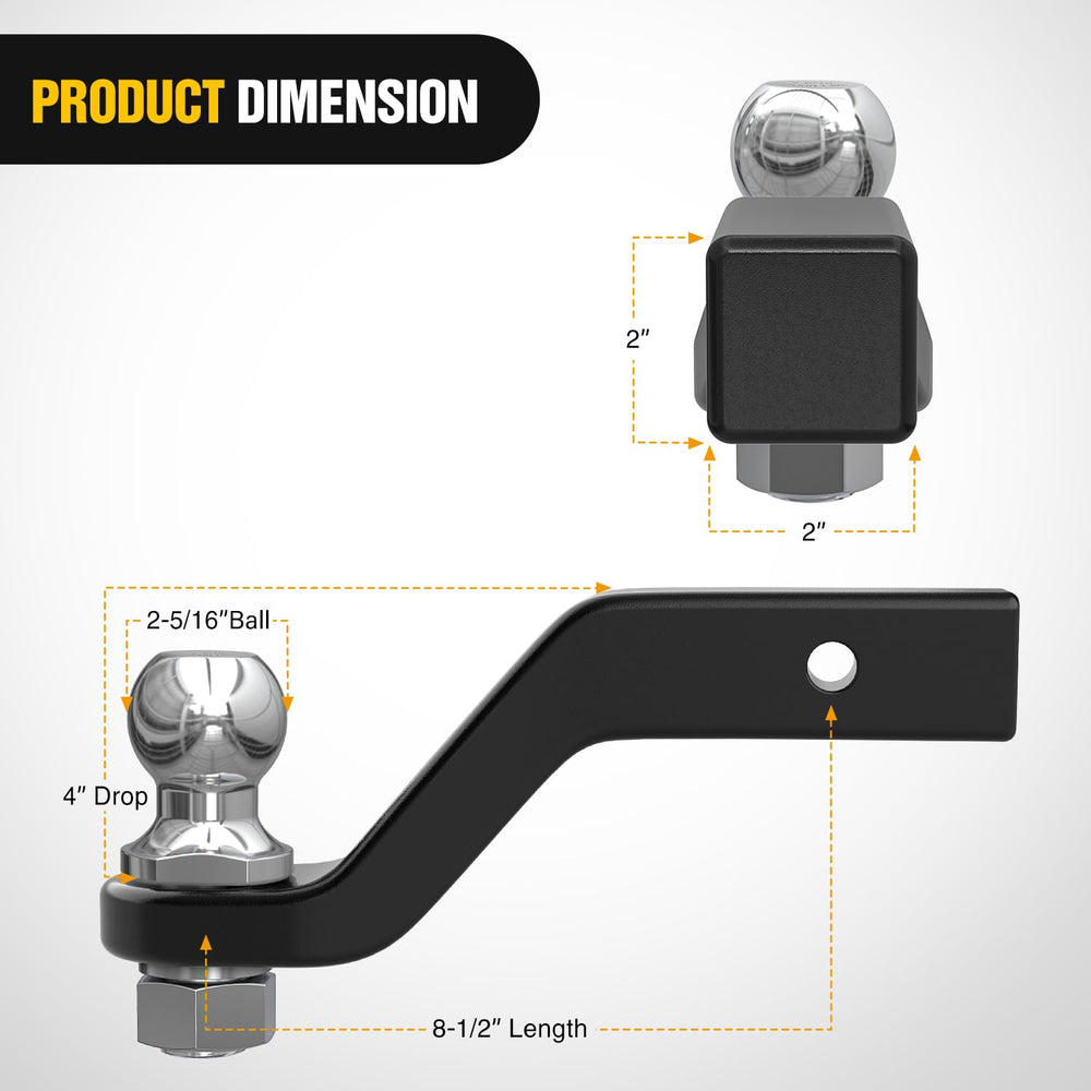 Nilight hitch mount showing 4 inch drop and 2 inch shank
