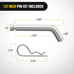 Closeup of 1-1/4 inch receiver shank for versatile compatibility