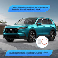 Nilight CR-V deflectors close-up clip demonstrates outer pillar mounting