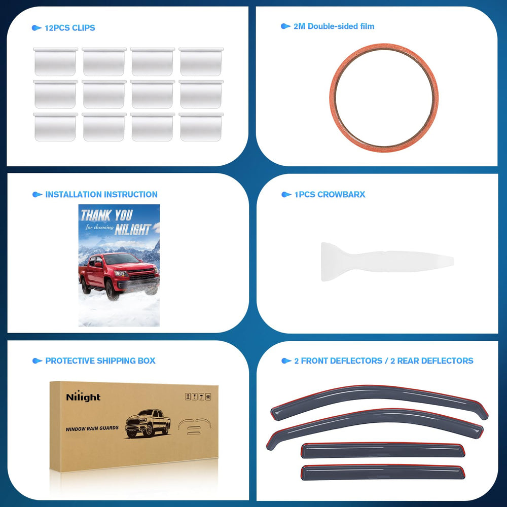 Nilight CR-V window deflectors packaging ready-to-install in smoky blue