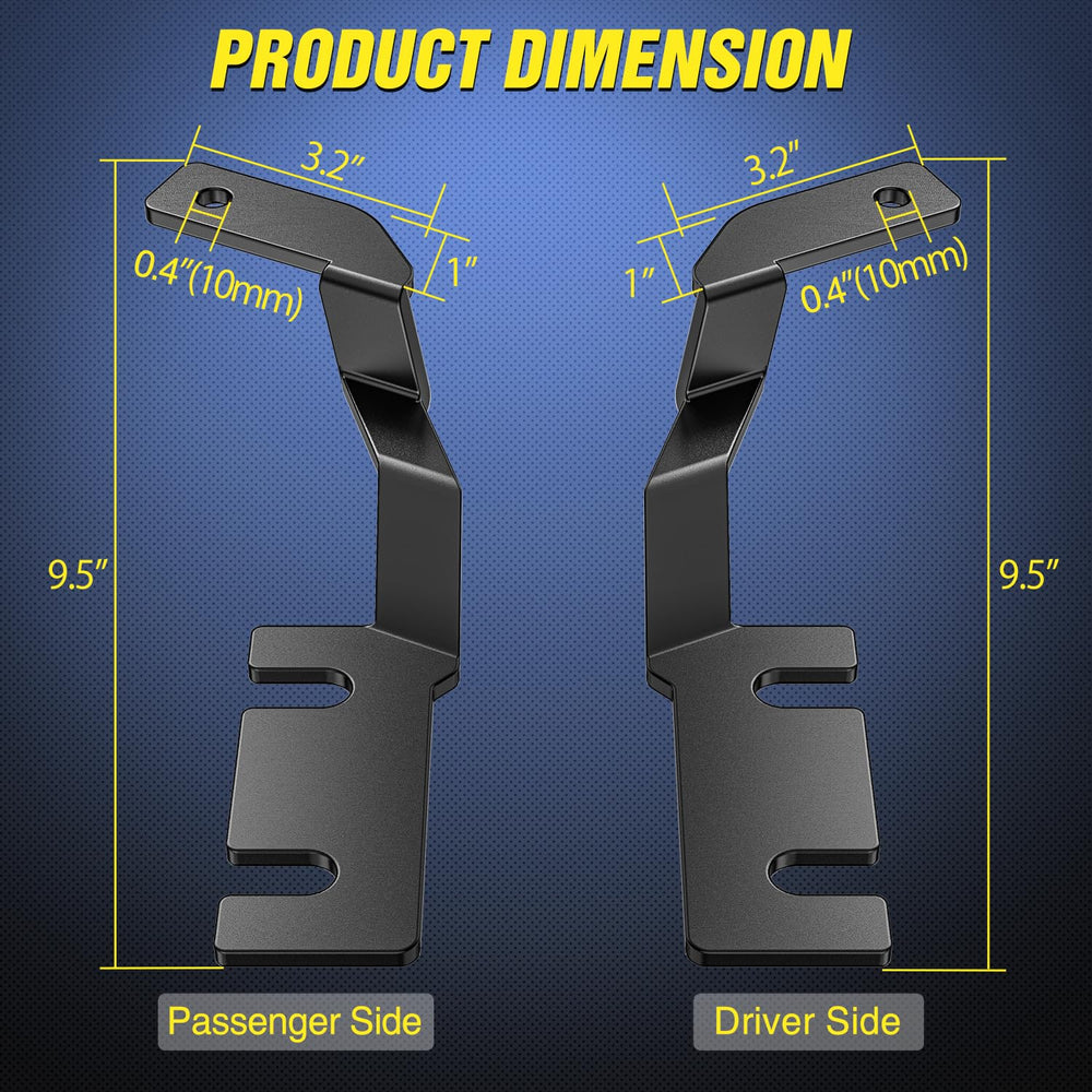 Nilight hood brackets shown with LED pods for secure drill-free installation.