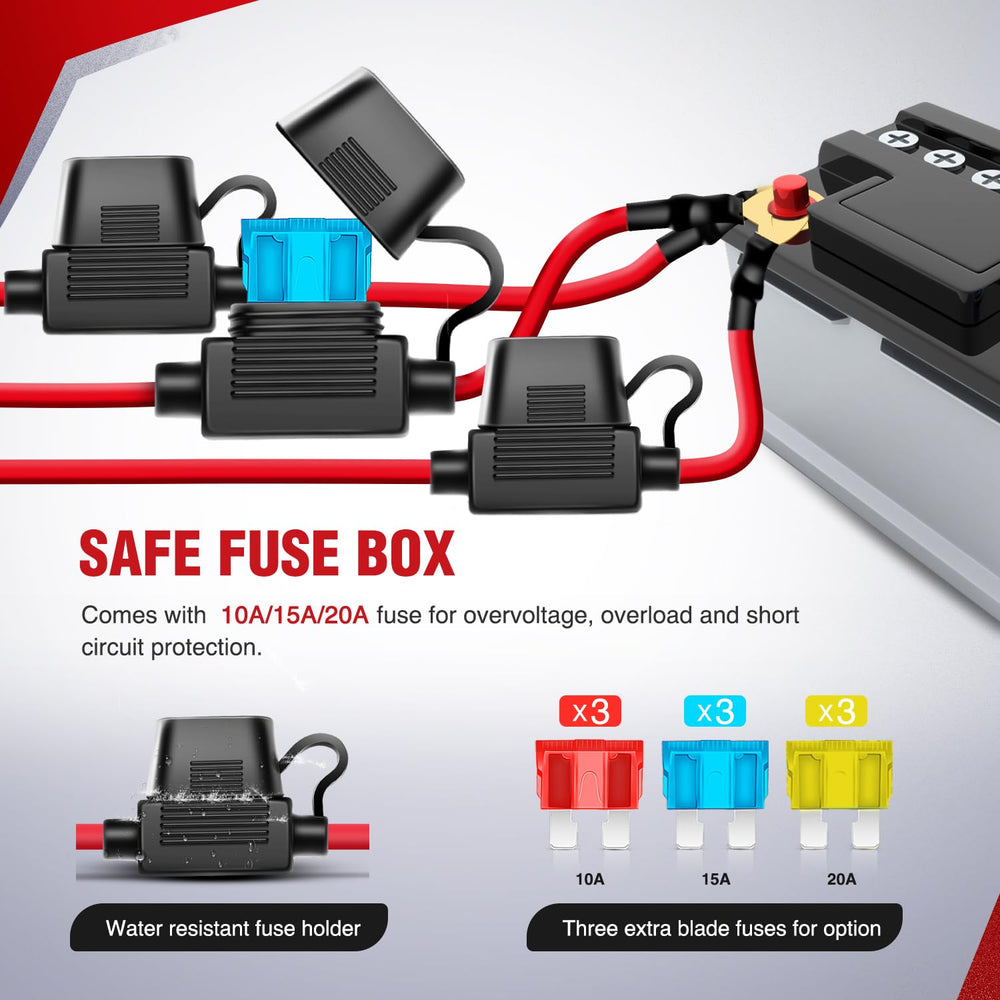 Nilight kit includes fuses and connectors for easy setup.