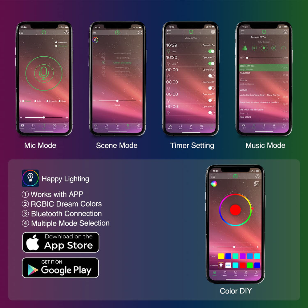 Nilight interior RGB-IC under-dash lighting with app control option.