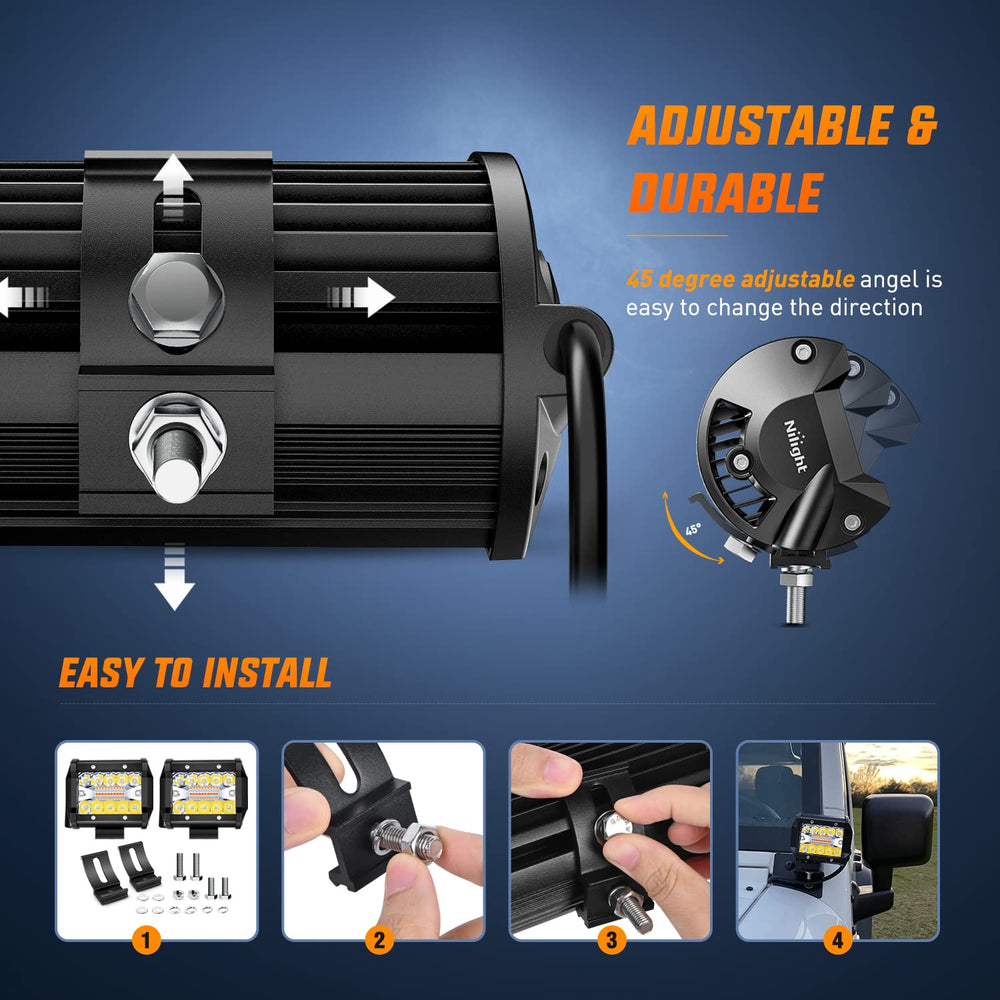Nilight IP67 waterproof LED pods resisting dust and water exposure.