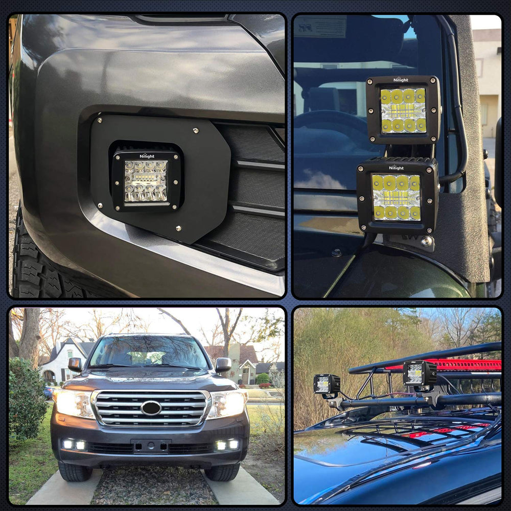 Nilight LED cubes 3inch compact size fits under bumpers and bull bars.