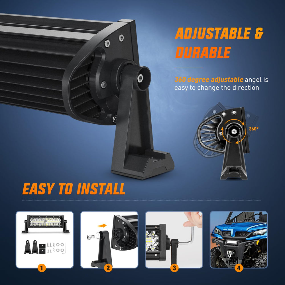 Nilight IP67 rated light bar resists water and dust in rugged conditions.