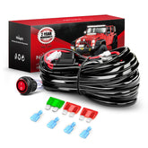 Nilight LED light bar wiring harness with two leads for stable dual lighting.