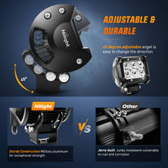 Nilight LED pod adjustable bracket enables versatile beam positioning.
